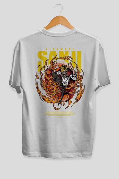 Ankhises Tricou alb oversize - Vinsmoke Sanji Anime, 100% bumbac, bărbați femei