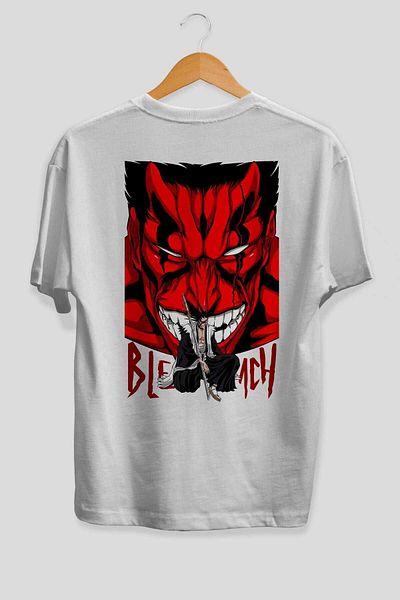 Ankhises KENPACHI ZARAKI BLEACH Tricou alb supradimensionat cu imprimeu pe spate anime 100% bumbac Bărbați Femei
