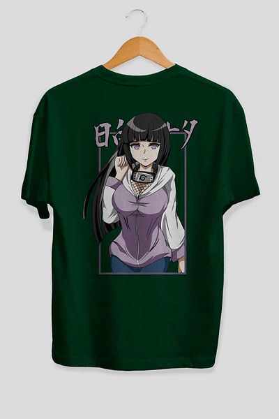 Ankhises Σμαραγδένιο Πράσινο Μπλουζάκι Anime Oversize από βαμβάκι Hinata NARUTO - Ανδρικά Γυναικεία