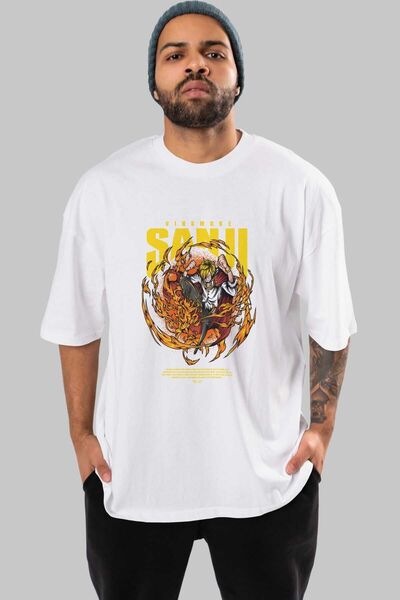 Ankhises Vinsmoke Sanji Anime Sa deznom Bela Oversize kroj T-shirt - Muškarci...
