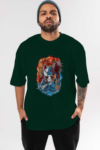 Ankhises ONE PIECE (7) Anime Emerald Green Muški Oversize kroj T-shirt