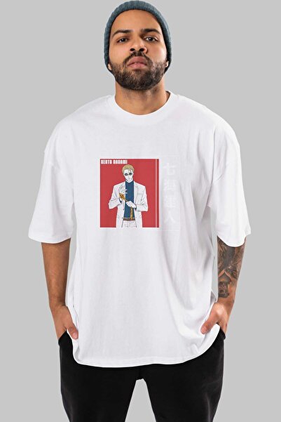 Ankhises Kento Nanami 1 Anime Prednja strana Štampano Bela Oversize kroj T-sh...