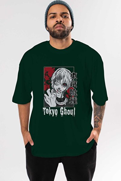 Ankhises Kaneki Ken TOKYO GHOUL Anime Front Štampano Emerald Green Oversize k...