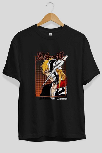 Ankhises thelust Tricou negru oversize cu imprimeu în față Anime Bărbați Femei