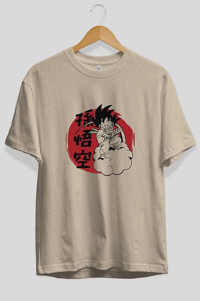 Ankhises DRAGON BALL Tricou Oversize Bej Imprimat Fata Anime bărbați Femei
