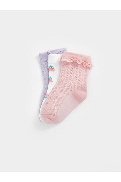 LC Waikiki LCW Baby bedruckte Baby-Mädchen-Socken, 3-teilig