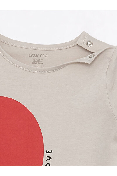 LC Waikiki LCW baby Bisiklet Yaka Kısa Kol Baskılı Pamuklu Kız Bebek Tulum