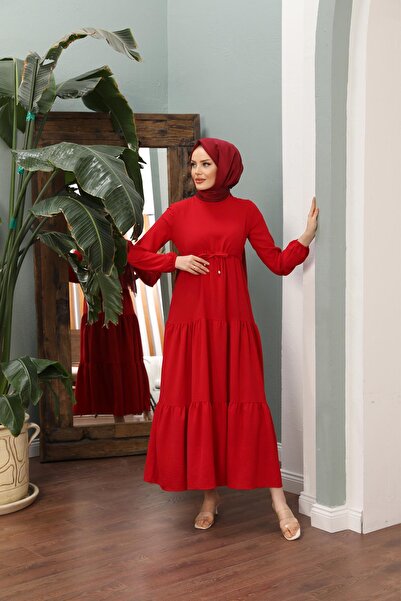 Hülya Keser Bel Detay Elbise - Kırmızı