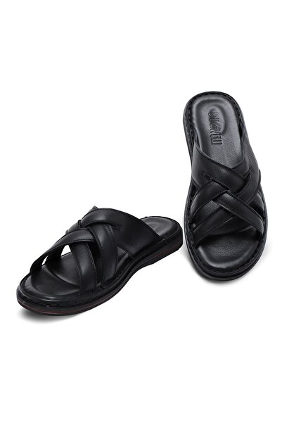 Ducavelli Ανδρικές ορθοπεδικές παντόφλες Melentias από γνήσιο δέρμα