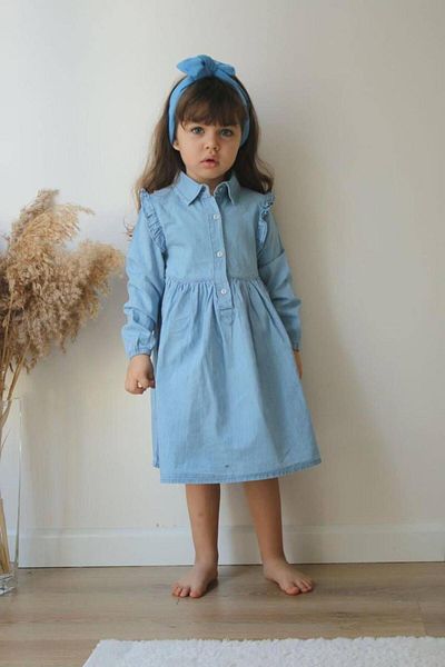MİNİKO KİDS Fata - Rochie Denim cu guler