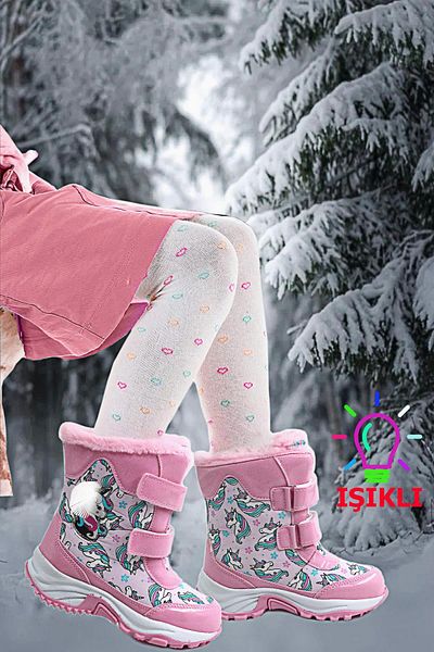 UNICORN Lighted Light and Comfortable Girl's Snow Boots - Water Resistant