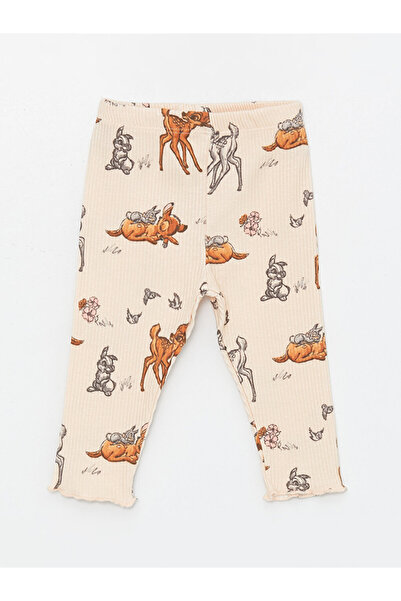 LC Waikiki LCW baby Crew nyakú, hosszú ujjú, Bambi nyomattal ellátott, kislány pulóver és leggings 2 részes készlet