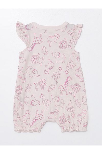 LC Waikiki LCW Baby - Crew Neck Printed Jumpsuit for Baby Girl BayQ, Short Sleeve