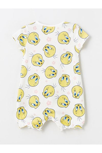 LC Waikiki Crew Neck Tweety Printed Baby Girl Jumpsuit