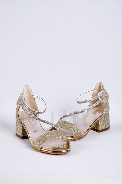 NS Little Rochie de seara de glezna cu toc auriu - Pantofi cu toc pentru fete