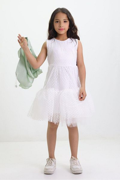 Fox Life Kids Rochie de seara de nunta 23 aprilie pentru fete - cu jacheta din tul din in, Flk158