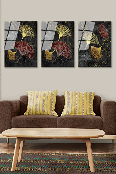 BV DEKOR ΣΕΤ 3 ΤΕΜΑΧΙΩΝ ΜΕ ΣΧΕΔΙΑ ΑΠΟ ΦΥΛΛΑ ΧΡΥΣΟΥ ΜΟΝΤΕΡΝΟ ΔΙΑΚΟΣΜΗΤΙΚΟ ΓΥΑΛ...