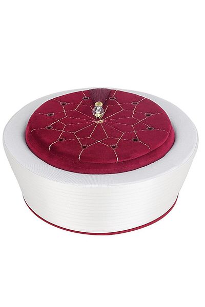 İkranur Burgundy Embroidered Velvet - Imam Yellow, Very Light Skull, Felt Luxury Yellow 175 gr