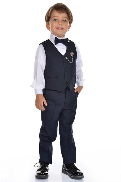 Terry 6/13 Years Old Men's Steamer Set - With 3 Button Chains and Vest
