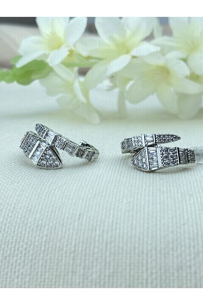 Kyver Snake Earrings Steel Diamond Mounted High Quality 316 L Stainless Gold