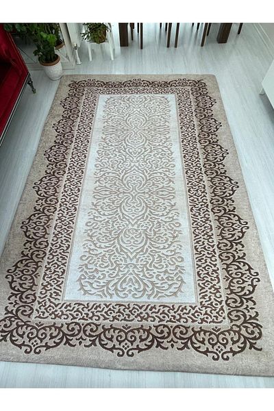 MEKA TEKSTİL Cinnamon Model Silk Velvet Carpet Cover - Elastic Cover