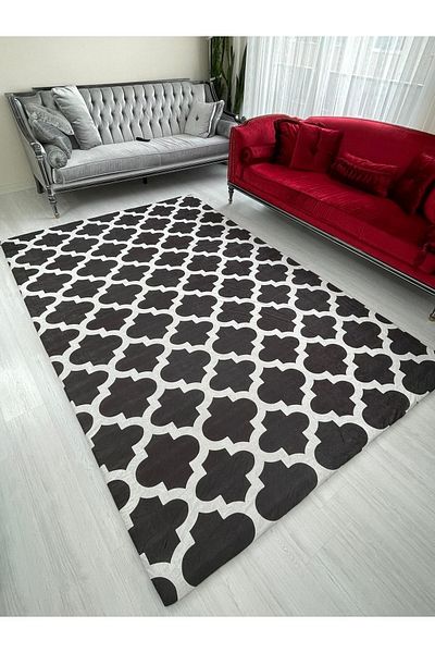 MEKA TEKSTİL Modern Pattern Elastic Velvet Carpet Cover