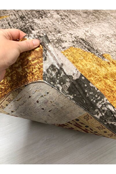 MEKA TEKSTİL Yellow Jet Model Silk Velvet Elastic Carpet Cover