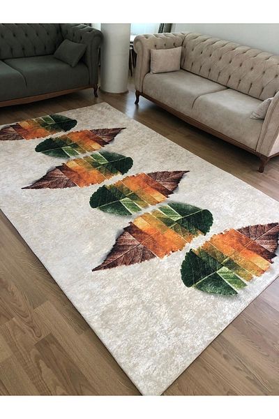 MEKA TEKSTİL 3d Leaf Model Silk Velvet Elastic Carpet Cover