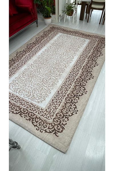 MEKA TEKSTİL Cinnamon Model Silk Velvet Carpet Cover - Elastic Cover