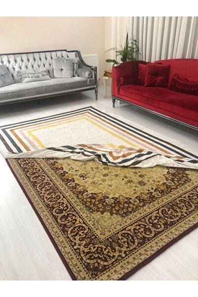 MEKA TEKSTİL New Colorful Frame Model Elastic Velvet Carpet Cover