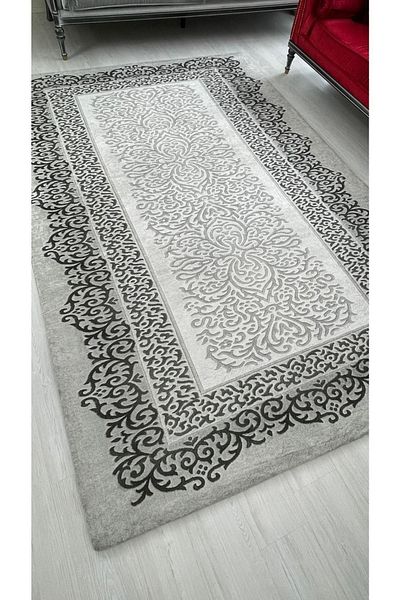 MEKA TEKSTİL Silk Velvet Silver Model Elastic Carpet Cover