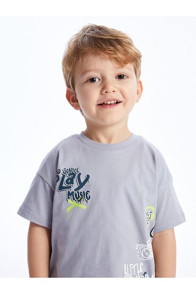 LC Waikiki Printed Short Sleeve Crew Neck T-Shirt for Baby Boy