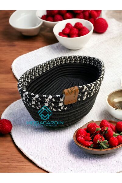 ModaCardin منظم خوص الجوت مزدوج اللون - سلة الخبز والفواكه