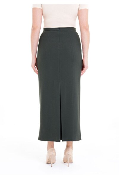 G-Line Maxi Length Classic Khaki Back Slit Zipper Skirt