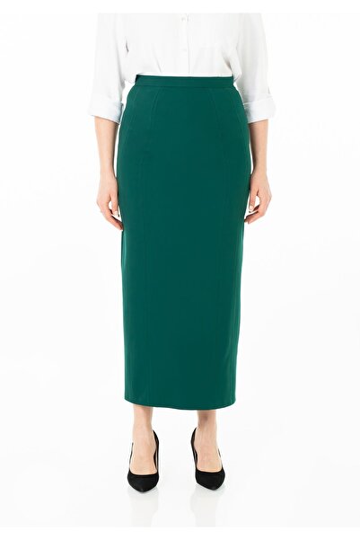G-Line Maxi Length Classic Green Back Slit Zipper Skirt