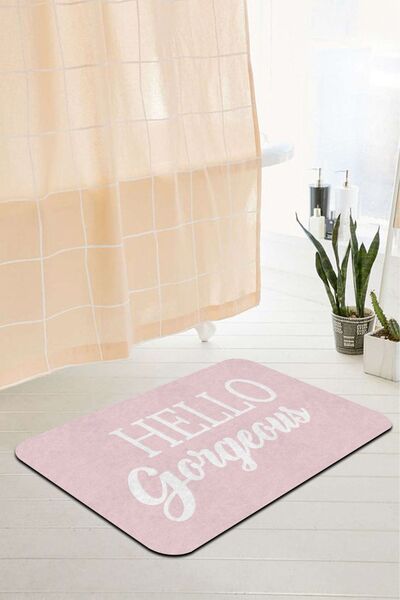 PINKIE HOME Set de toaletă dublu covoraș de baie, cu imprimare digitală, antiderapante, roz superb (40x60) (60x100)-p4