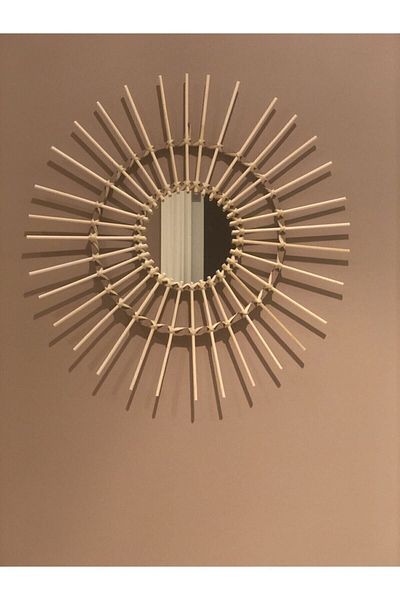 theconcepthomes Decorative Bamboo Stick Mirror Raffia