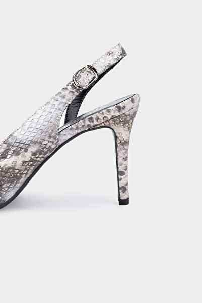 Valmenti Tpillo Kadın Bej yılan Hakiki Deri Topuklu Ayakkabı