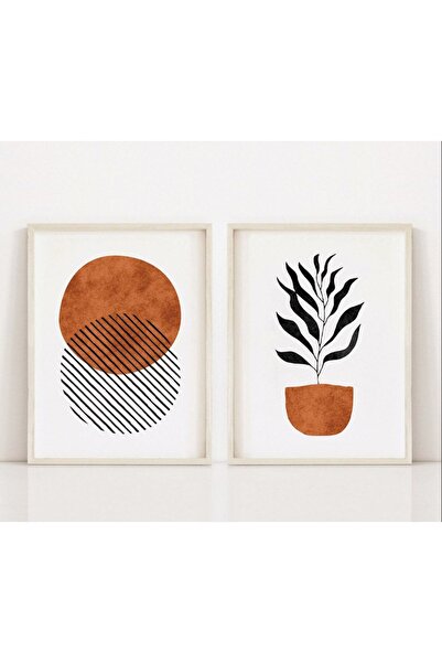 woodhomeworks Ahşap Çerçeveli 3 Lü Soyut Dekoratif Tablo