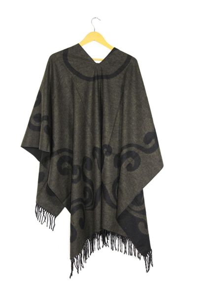 FORUM Women's Khaki Double Sided Shoulder Shawl Poncho