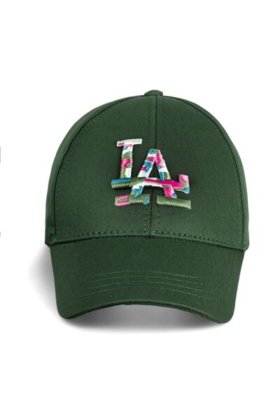 Eke Tekstil Unisex Haki Renk Renkli Logo Beyzbol LA Şapka
