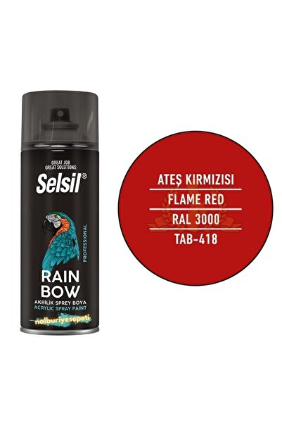 Selsil Rainbow Akrilik Sprey Boya ATEŞ KIRMIZI 400 ml. - RAL3000
