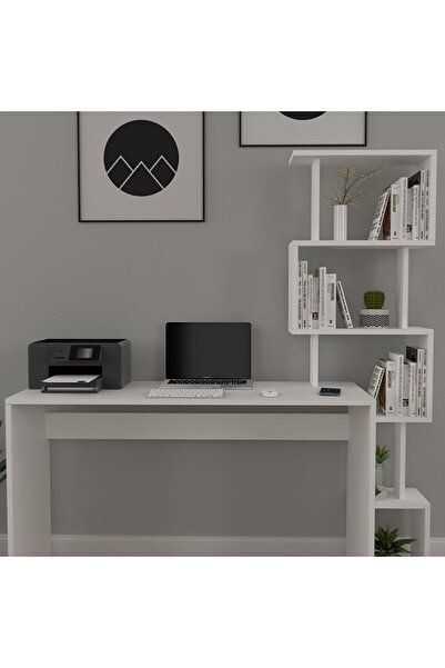 Ünüvar Konsept Comfortable 120x50 Pratik Kitaplıklı Çalışma Masası Beyaz Prat...