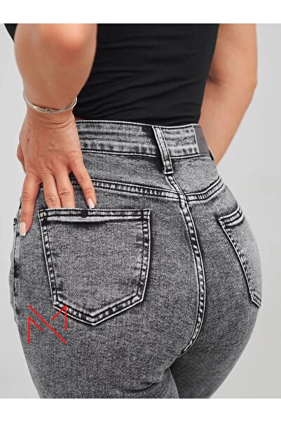 SHEVANE Pantaloni Mom Jean din Lycra cu talie înaltă