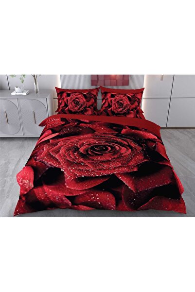 BEYZADE HOME 3D Double Duvet Cover Set 6 Pieces Rose 2
