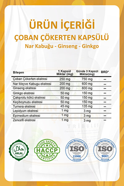 Gökçek Şifa Çoban Çökerten Kapsül (TRİBULUS CAPSULE)