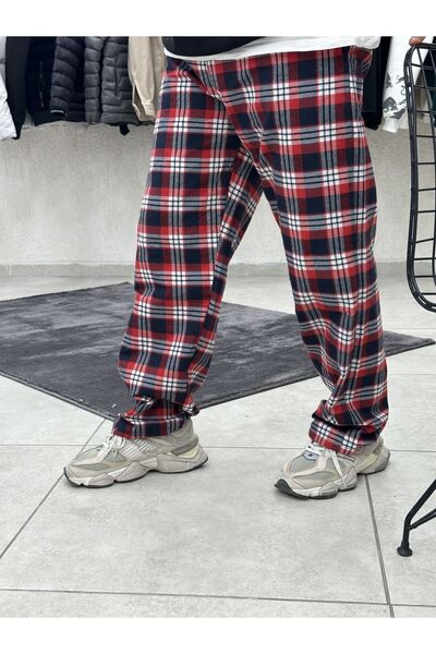RE7EDİ UNISEX RELAX CHECED TRACKPANT BOTTOM RE7EDI