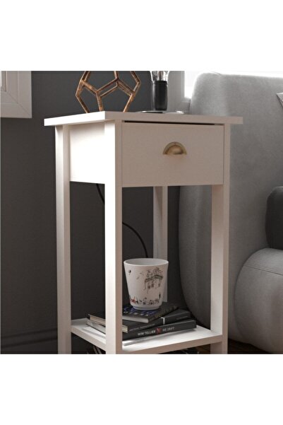 MOBU CONCEPT Beyaz Retro Serisi Tek Çekmeceli Komodin