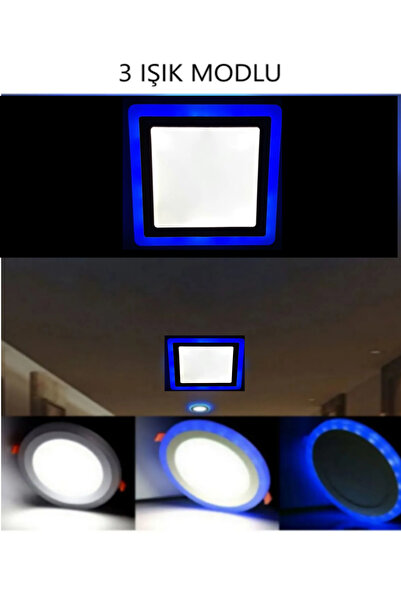 luxshome 6w Kare Koridor Banyo Balkon Aydınlatma Armatür Avize Çift Renk Gece...