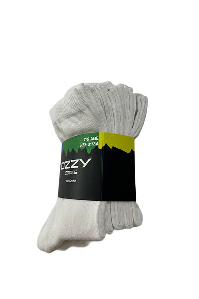 Ozzy Socks 5 чифта бели памучни детски дълги чорапи до глезена